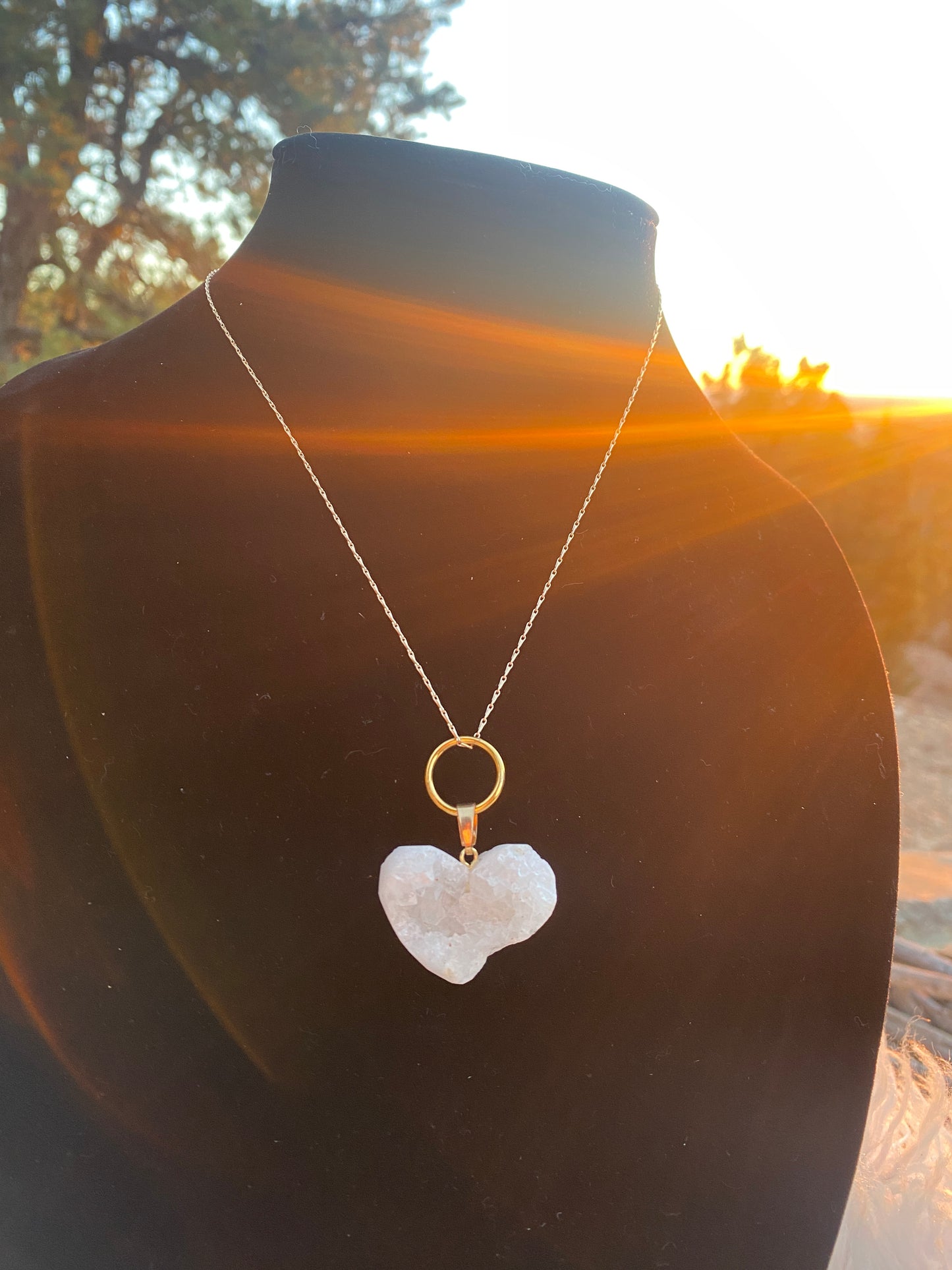 Purifying White Crystal Heart Necklace