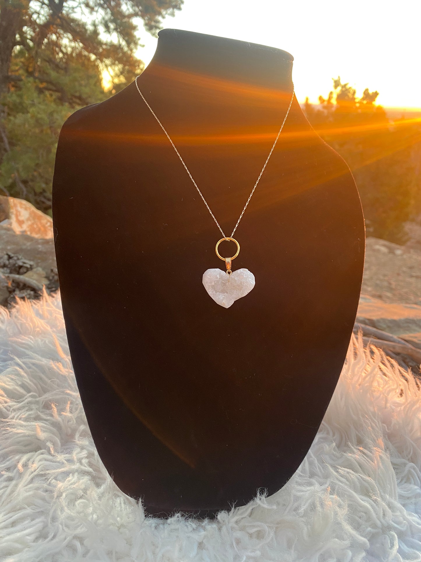 Purifying White Crystal Heart Necklace
