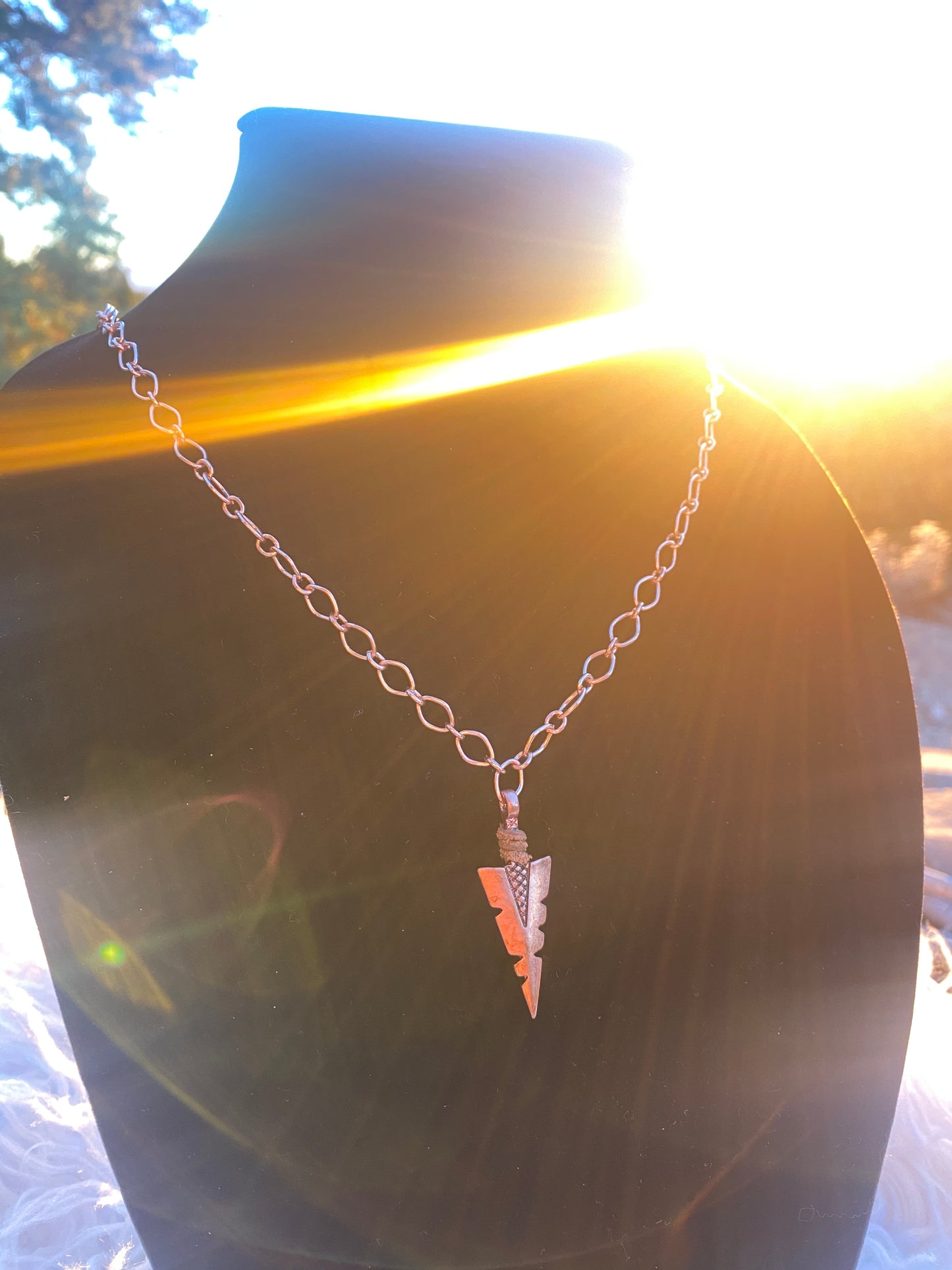Copper Arrowhead on Long Chunky Copper Chain