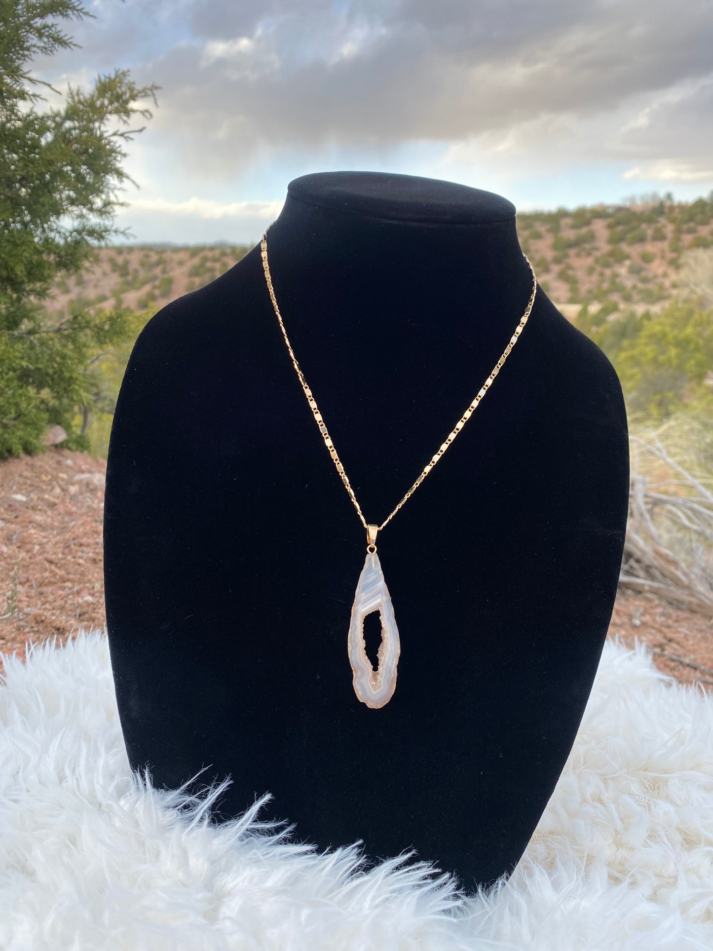 Thin Crystal Drop Triple Chain Necklace