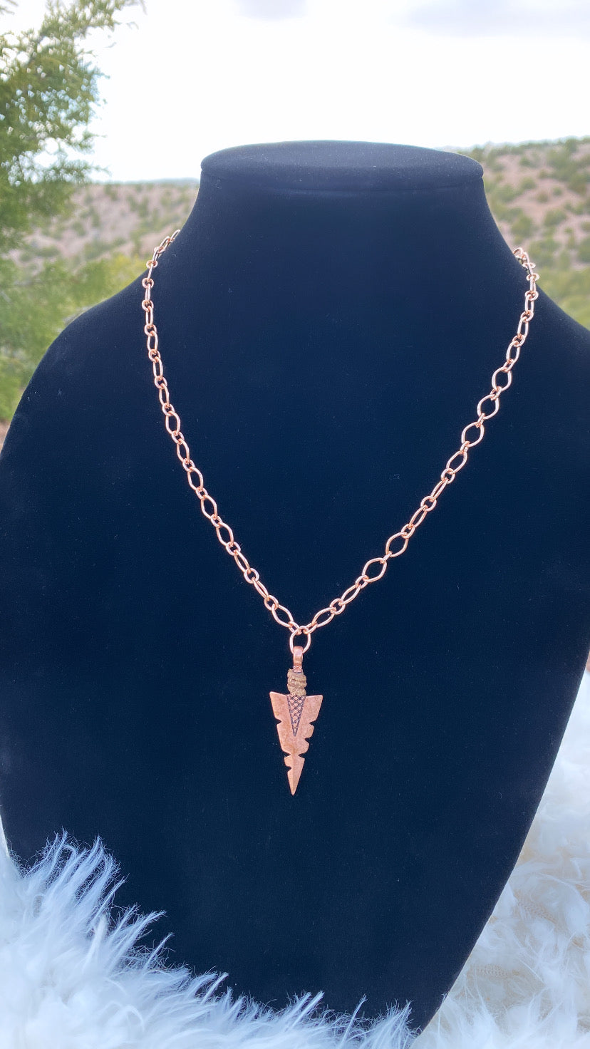 Copper Arrowhead on Long Chunky Copper Chain