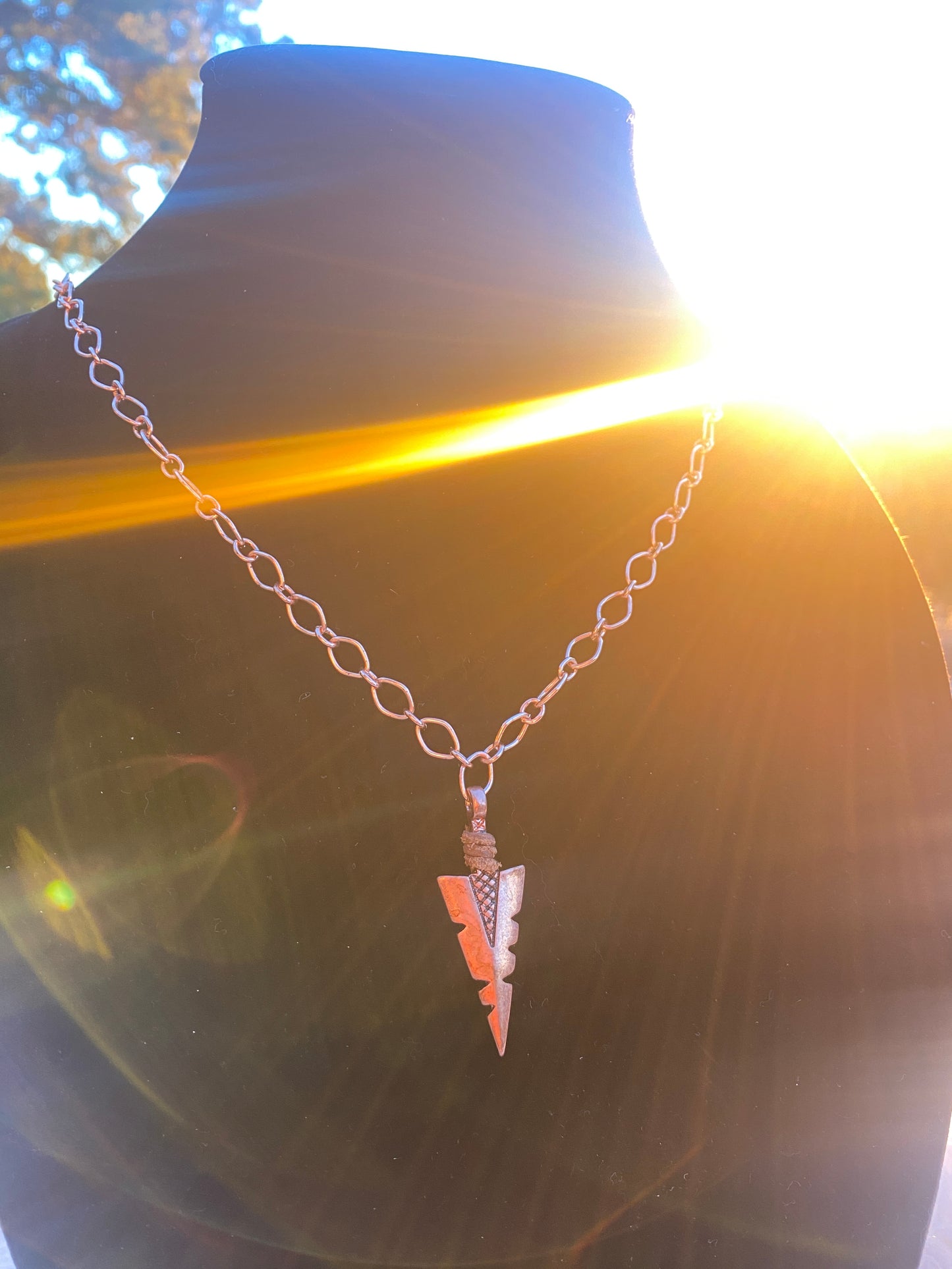 Copper Arrowhead on Long Chunky Copper Chain