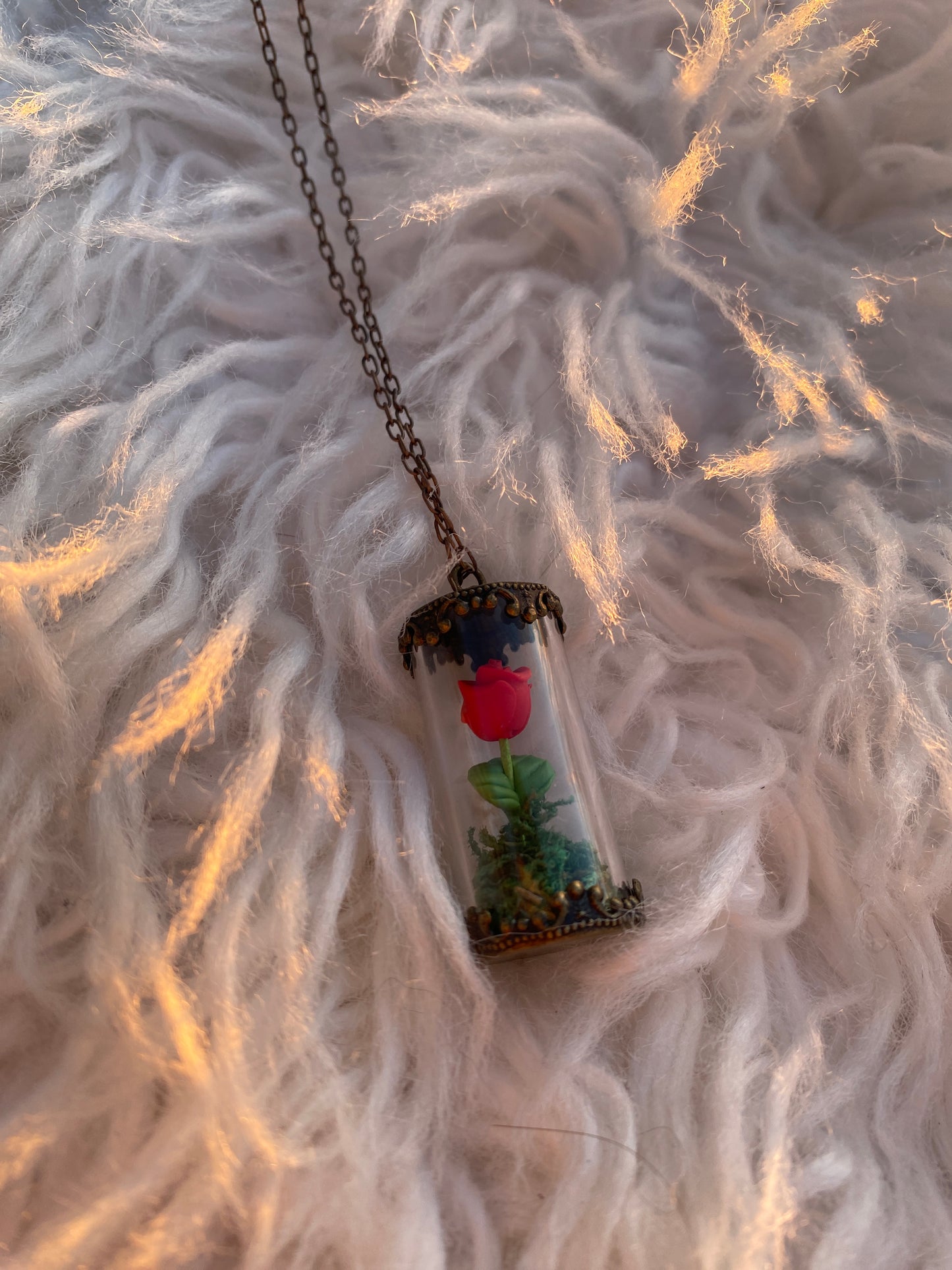 Fairy Tale Magical Red Rose in Glass Cage